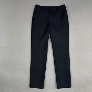 Talbots Pants Womens 2 Navy Blue Straight Leg Pindot Wool Blend Trousers Dress